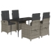 Set comedor de jardín 5 piezas con cojines ratán sintético gris