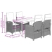 Set comedor de jardín 5 piezas con cojines ratán sintético gris
