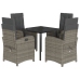 Set comedor de jardín 5 piezas con cojines ratán sintético gris