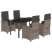 Set comedor de jardín 5 piezas con cojines ratán sintético gris