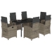Set comedor jardín 7 pzas y cojines ratán sintético gris