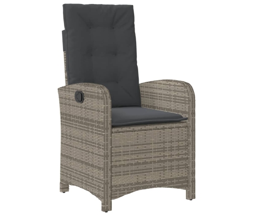 Set comedor jardín 7 pzas y cojines ratán sintético gris