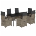 Set comedor jardín 7 pzas y cojines ratán sintético gris