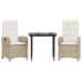Set comedor de jardín 3 pzas con cojines ratán sintético beige