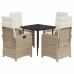 Set comedor de jardín 5 pzas con cojines ratán sintético beige