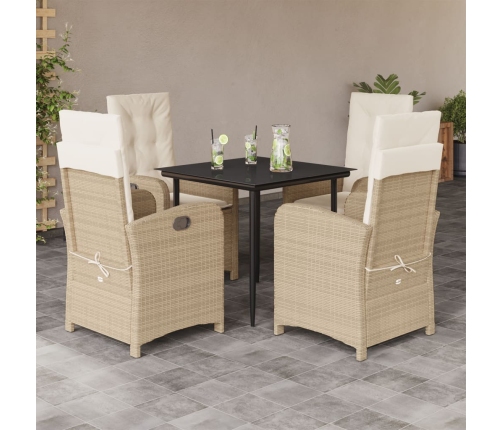 Set comedor de jardín 5 pzas con cojines ratán sintético beige