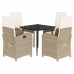 Set comedor de jardín 5 pzas con cojines ratán sintético beige