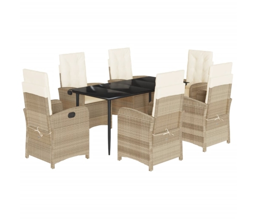 Set comedor de jardín 7 pzas con cojines ratán sintético beige
