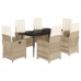 Set comedor de jardín 7 pzas con cojines ratán sintético beige