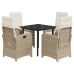 Set comedor de jardín 5 pzas con cojines ratán sintético beige