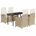 Set comedor de jardín 5 pzas con cojines ratán sintético beige