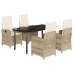 Set comedor de jardín 5 pzas con cojines ratán sintético beige