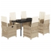 Set comedor de jardín 7 pzas con cojines ratán sintético beige