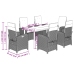 Set comedor de jardín 7 pzas con cojines ratán sintético beige