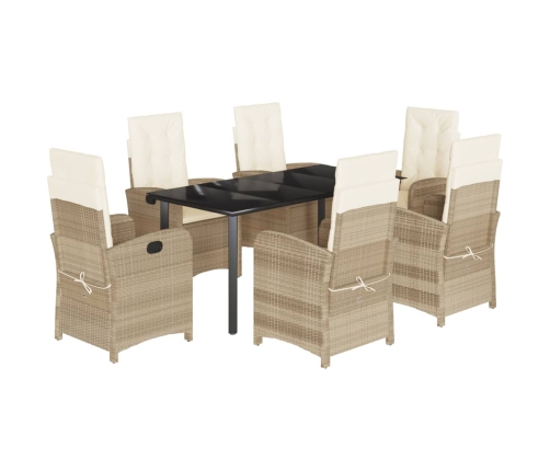 Set comedor de jardín 7 pzas con cojines ratán sintético beige