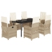 Set comedor de jardín 7 pzas con cojines ratán sintético beige