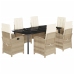 Set comedor de jardín 7 pzas con cojines ratán sintético beige