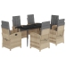 Set comedor de jardín 7 pzas con cojines ratán sintético beige