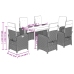 Set comedor de jardín 7 pzas con cojines ratán sintético beige