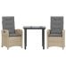 Set comedor de jardín 3 pzas con cojines ratán sintético beige
