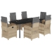 Set comedor de jardín 7 pzas con cojines ratán sintético beige
