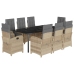 Set comedor de jardín 9 pzas con cojines ratán sintético beige