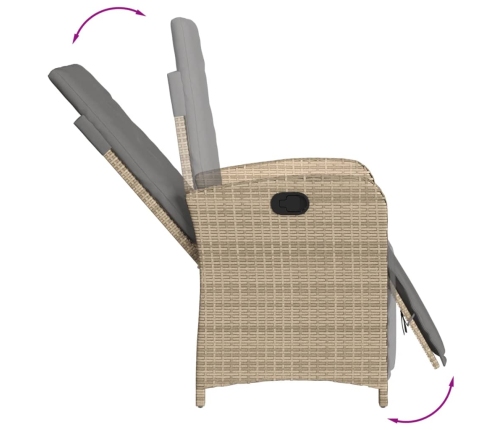 Set comedor de jardín 9 pzas con cojines ratán sintético beige