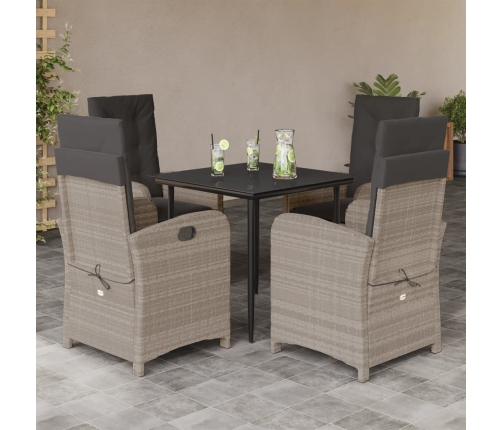 Set comedor de jardín 5 pzas cojines ratán sintético gris claro