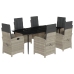 Set comedor jardín 7 pzas y cojines ratán sintético gris claro