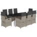 Set comedor de jardín 9 pzas cojines ratán sintético gris claro