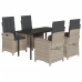 Set comedor de jardín 5 pzas cojines ratán sintético gris claro