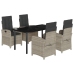 Set comedor de jardín 5 pzas cojines ratán sintético gris claro