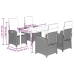 Set comedor de jardín 5 pzas cojines ratán sintético gris claro