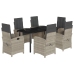 Set comedor jardín 7 pzas y cojines ratán sintético gris claro