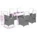 Set comedor jardín 7 pzas y cojines ratán sintético gris claro