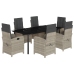 Set comedor jardín 7 pzas y cojines ratán sintético gris claro