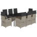 Set comedor de jardín 9 pzas cojines ratán sintético gris claro