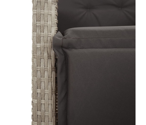 Set comedor de jardín 9 pzas cojines ratán sintético gris claro