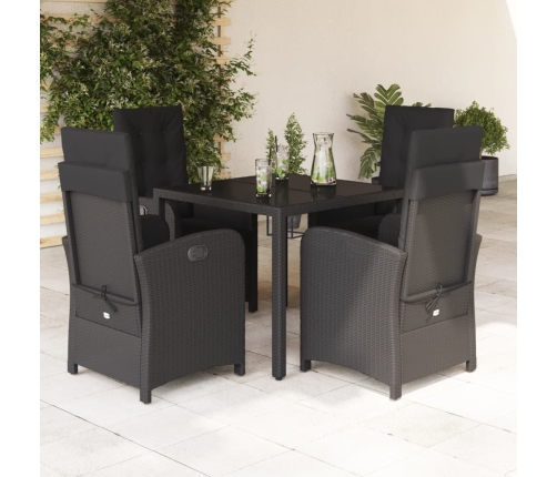 Set de muebles jardín 5 pzas con cojines ratán sintético negro