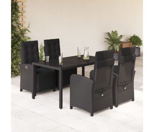 Set de muebles jardín 5 pzas con cojines ratán sintético negro