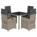 Set comedor de jardín 5 piezas con cojines ratán sintético gris