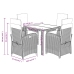Set comedor de jardín 5 piezas con cojines ratán sintético gris