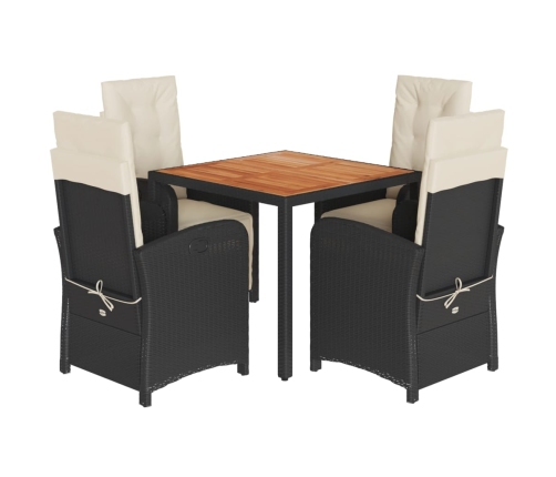 Set de muebles jardín 5 pzas con cojines ratán sintético negro