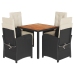 Set de muebles jardín 5 pzas con cojines ratán sintético negro