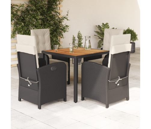 Set de muebles jardín 5 pzas con cojines ratán sintético negro