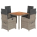Set comedor de jardín 5 piezas con cojines ratán sintético gris
