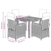 Set comedor de jardín 5 piezas con cojines ratán sintético gris
