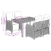 Set comedor de jardín 5 piezas con cojines ratán sintético gris