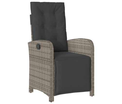 Set comedor jardín 7 pzas y cojines ratán sintético gris