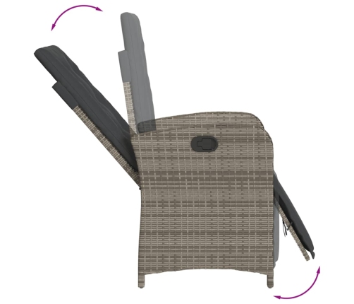 Set comedor jardín 7 pzas y cojines ratán sintético gris